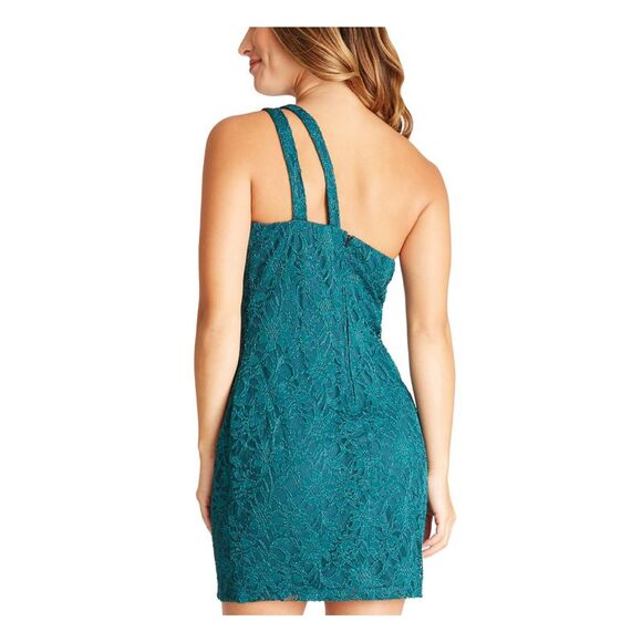 BCX Womens Lace Sleeveless Asymmetrical Neckline Short Party Body Con Dress - Picture 2 of 2